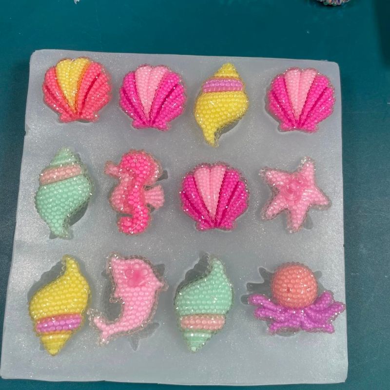 Dolphin Using Conch Shell Handmade Diamond Shell Conch Seahorse Dolphin Resin Molds