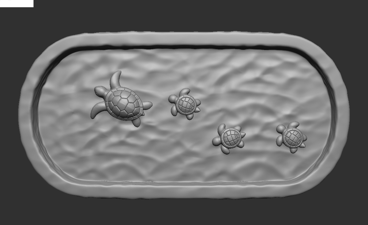 【VIP EXCLUSIVE】 Handmade Large Water Ripple Oval Tray with 3D Mini Turtle Resin Mold