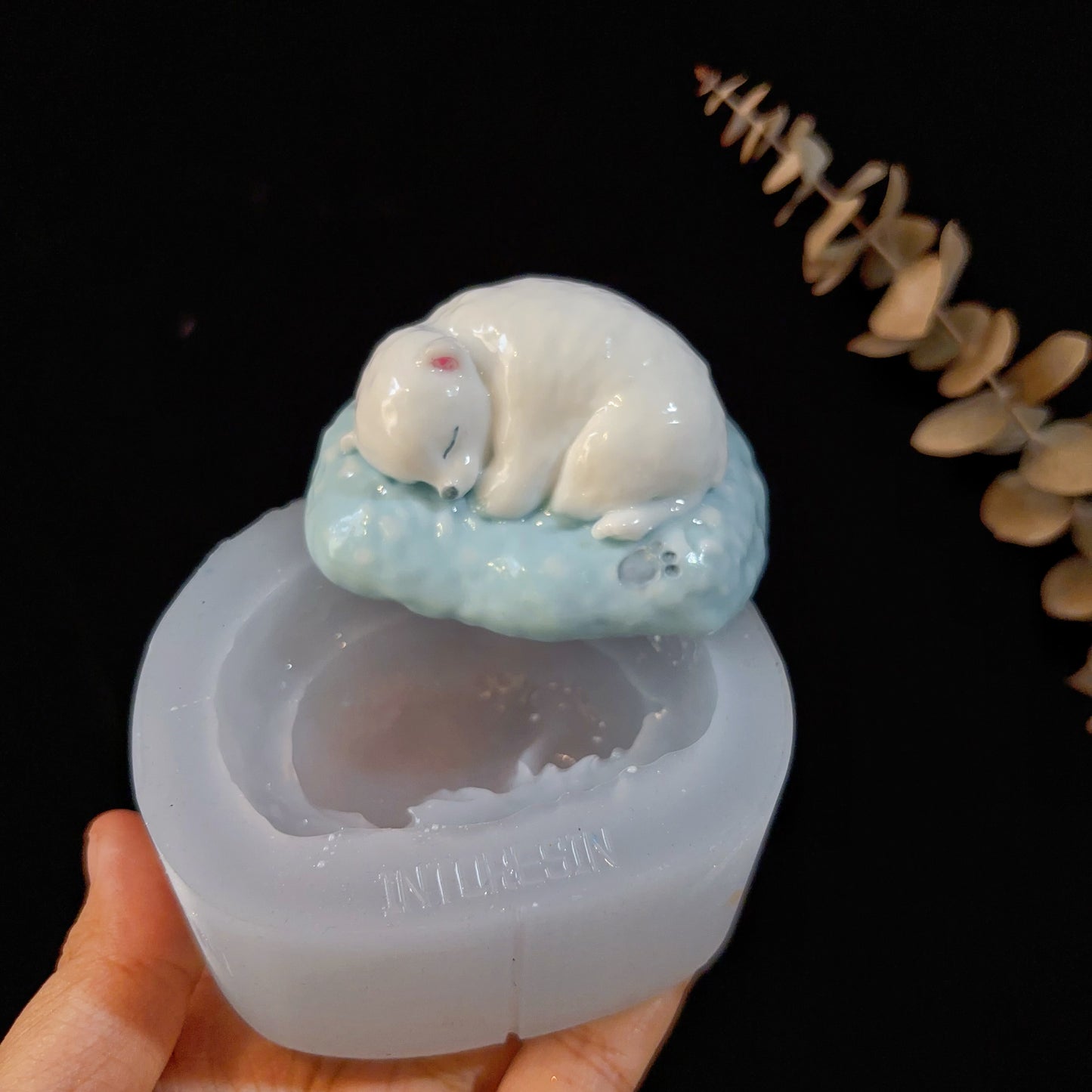 Handmade Cute Hibernating Polar Bear Ornament Resin Mold