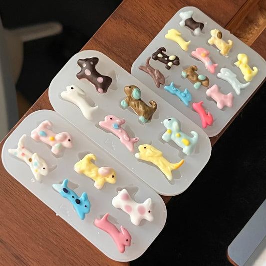 Handmade 3-Piece Running Puppy Pendant Resin Mold