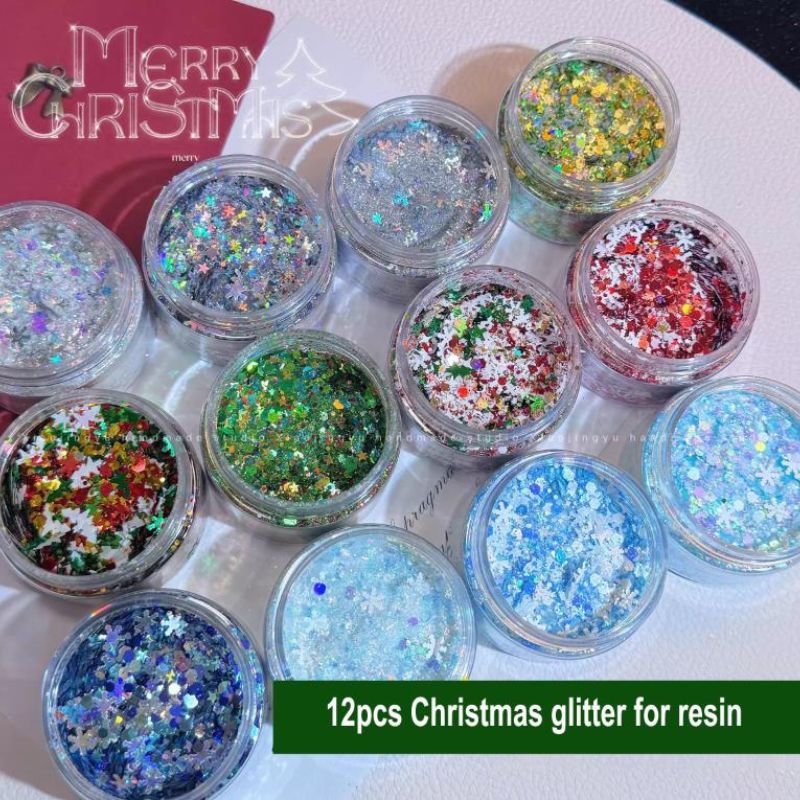 12pcs Christmas Glitter for Resin