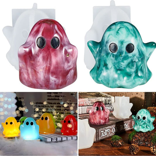 2Pcs Halloween Ghost Shape Silicone Resin Molds Halloween Craft Home Decoration