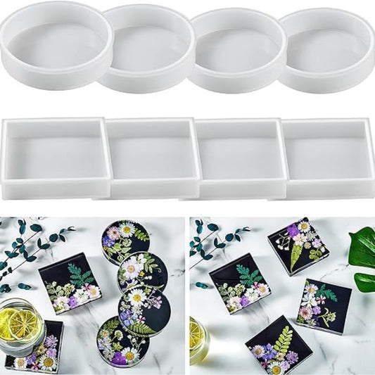4pcs Resin Coaster Molds Set