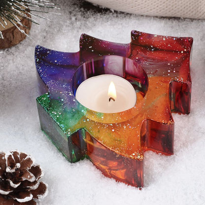 4pcs Snowflake Christmas Candle Holder Resin Molds