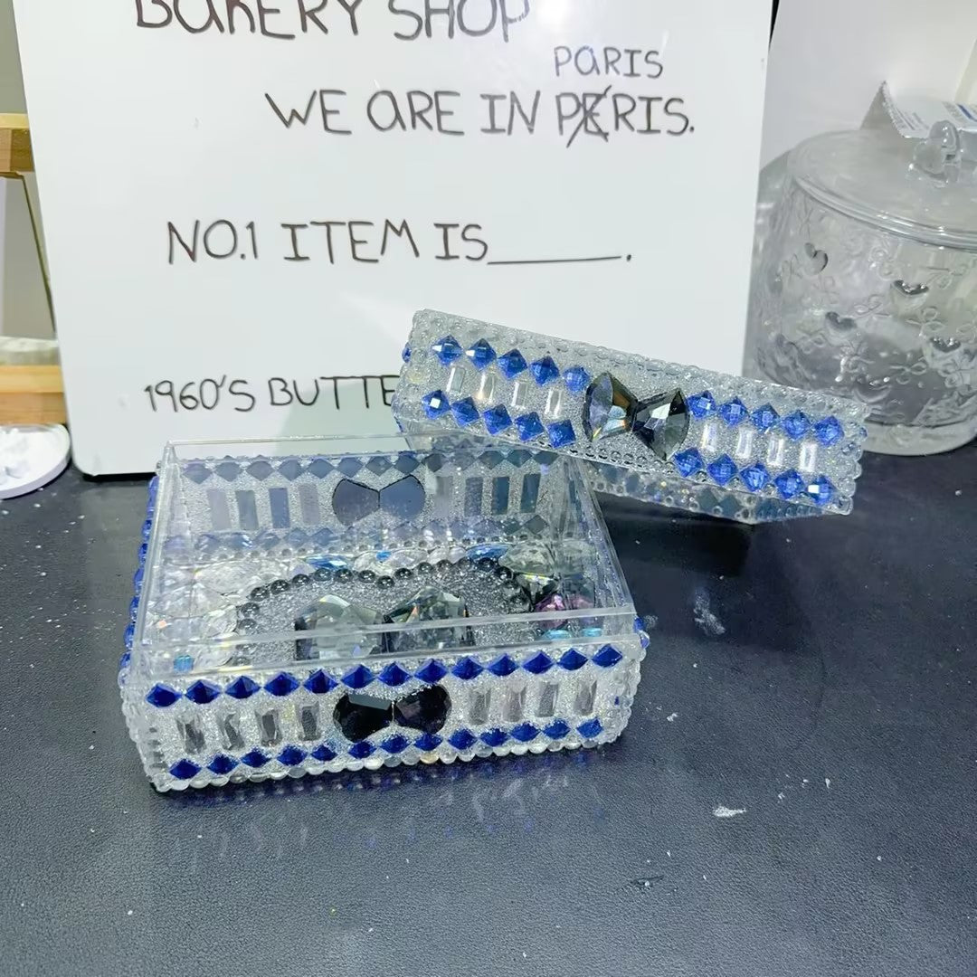 Handmade Diamond Rectangular Large Diamond Bow Storage Resin Mold