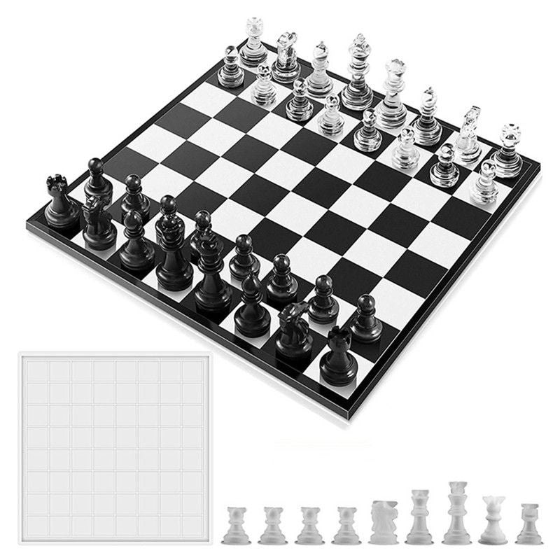 Resin Chess Board and Chess Pieces Silicone Mold DIY Resin Chess