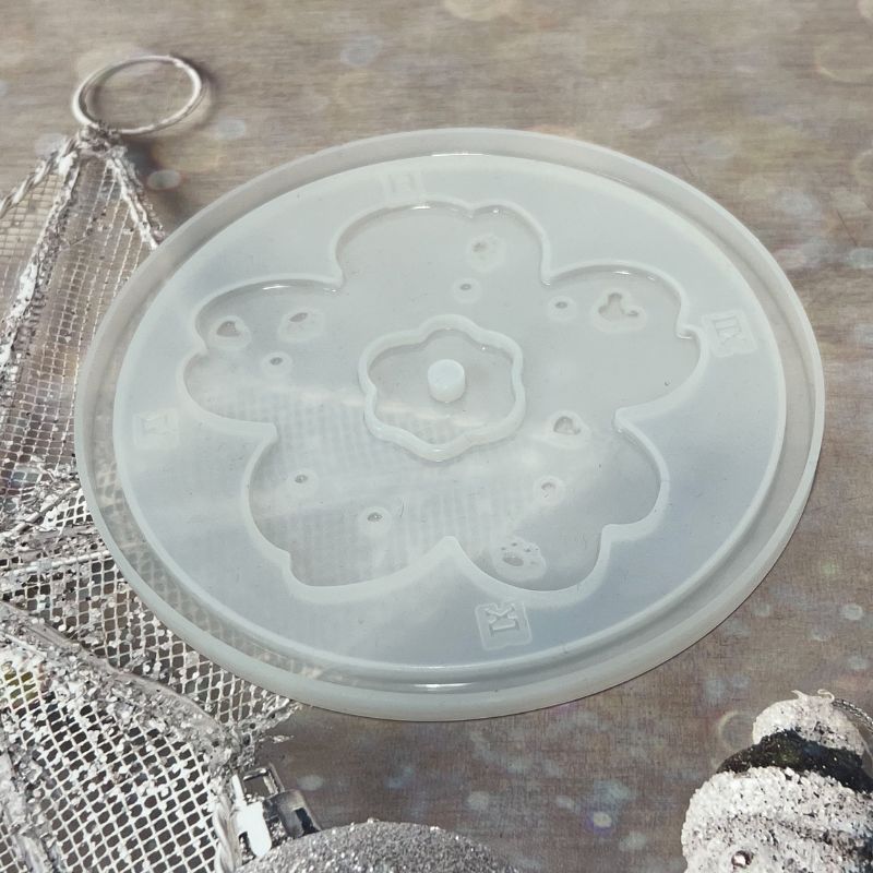 Round Flower Clock Ornament Resin Mold