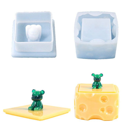 Bear Cheese Storage Box Resin Mold Set