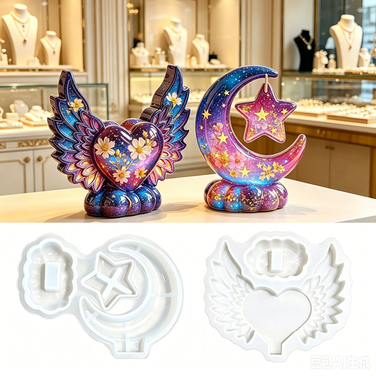 Heart Wings & Star Moon Frame Resin Mold