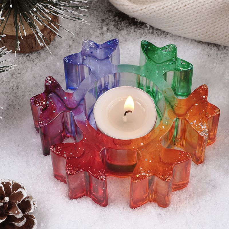 4pcs Snowflake Christmas Candle Holder Resin Molds