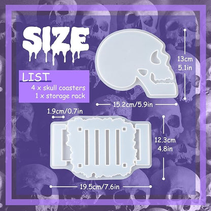 4pcs Skull Coaster Set Resin Molds