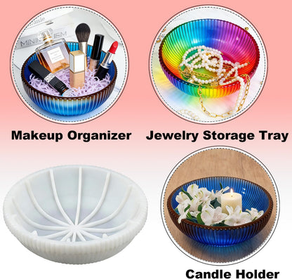 Large  Round Striped Deep Bowl Resin Mold