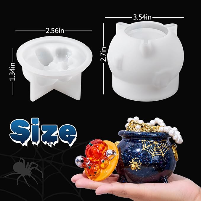 Pumpkin Spider Bone Witch Cauldron Resin Mold