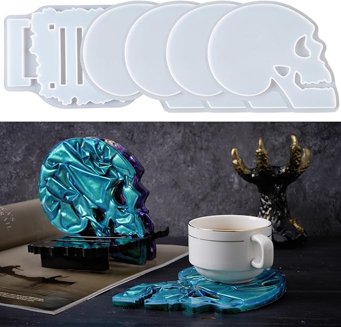 4pcs Skull Coaster Set Resin Molds
