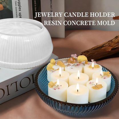 Large  Round Striped Deep Bowl Resin Mold