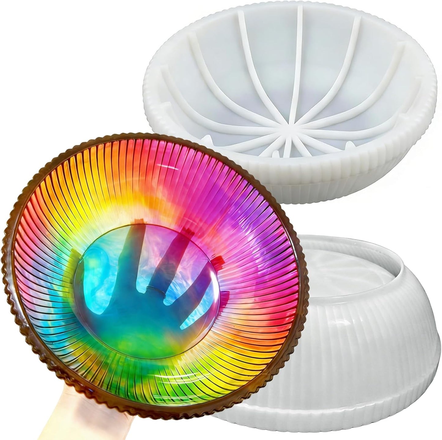 Large  Round Striped Deep Bowl Resin Mold