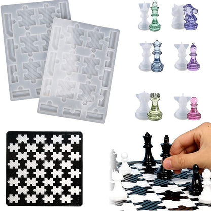 Chess Set Resin Mold for Making 13" Detachable Puzzle ChessBoard