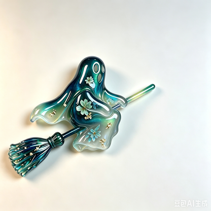 Flying Ghost on Broom Figurine Resin Mold