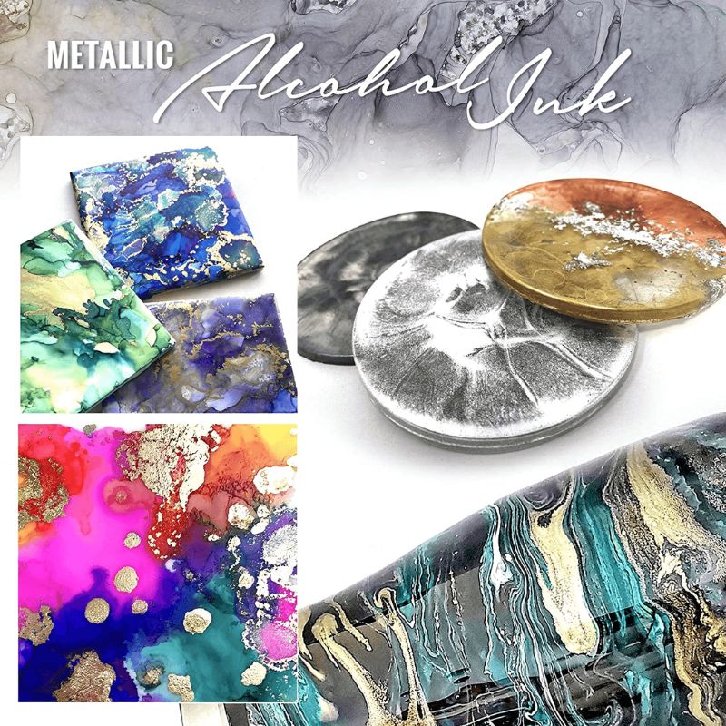 6 Colors Metallic Alcohol Ink, Alcohol Dye for Epoxy 15ml each(US/UK/FR/GE ONLY)