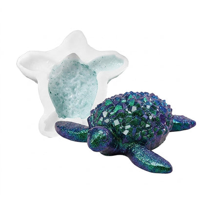 Crystal Cluster Diamond Turtle Figurine Resin Mold