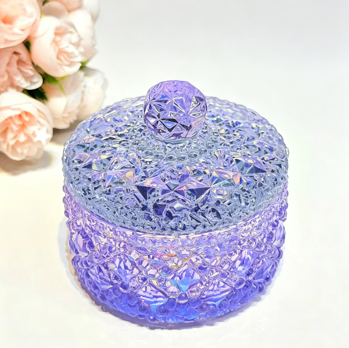 Handmade Diamond Round Storage Jar with Handle Resin Mold