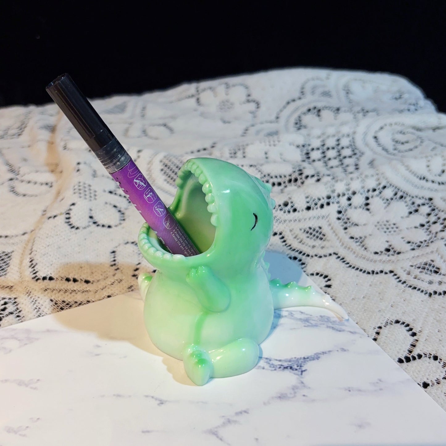 Handmade Cute Roaring Dinosaur Pen Holder Resin Mold