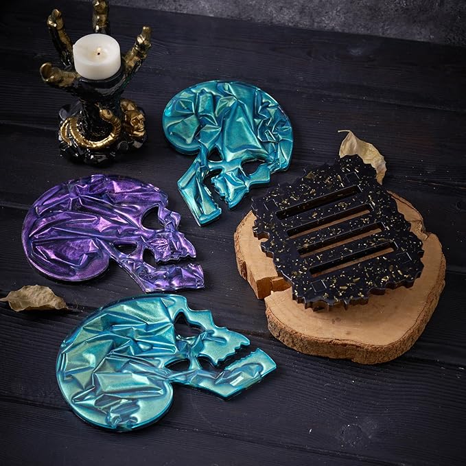 4pcs Skull Coaster Set Resin Molds