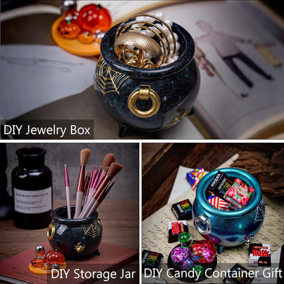 Pumpkin Spider Bone Witch Cauldron Resin Mold