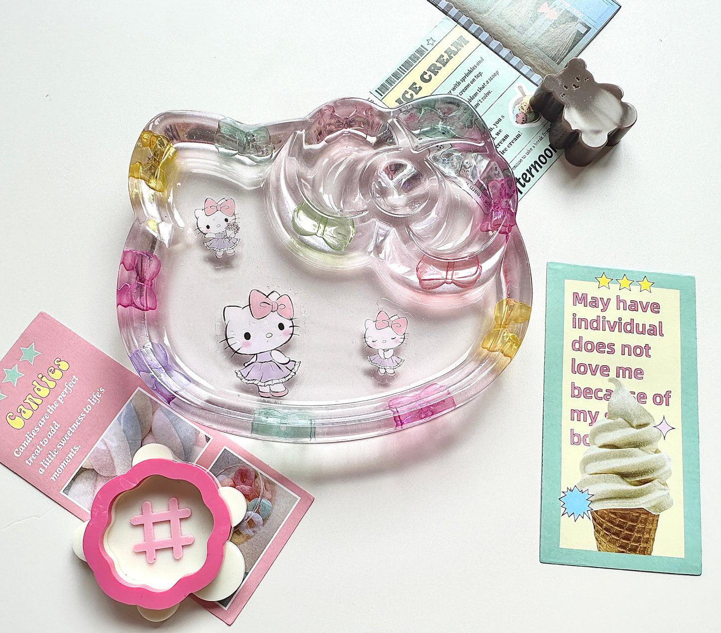 Handmade Cute Hello Kitty Plate Storage Resin Mold