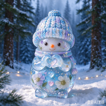 Cute Snowman Heart Hand Gesture Christmas Figurine Resin Mold