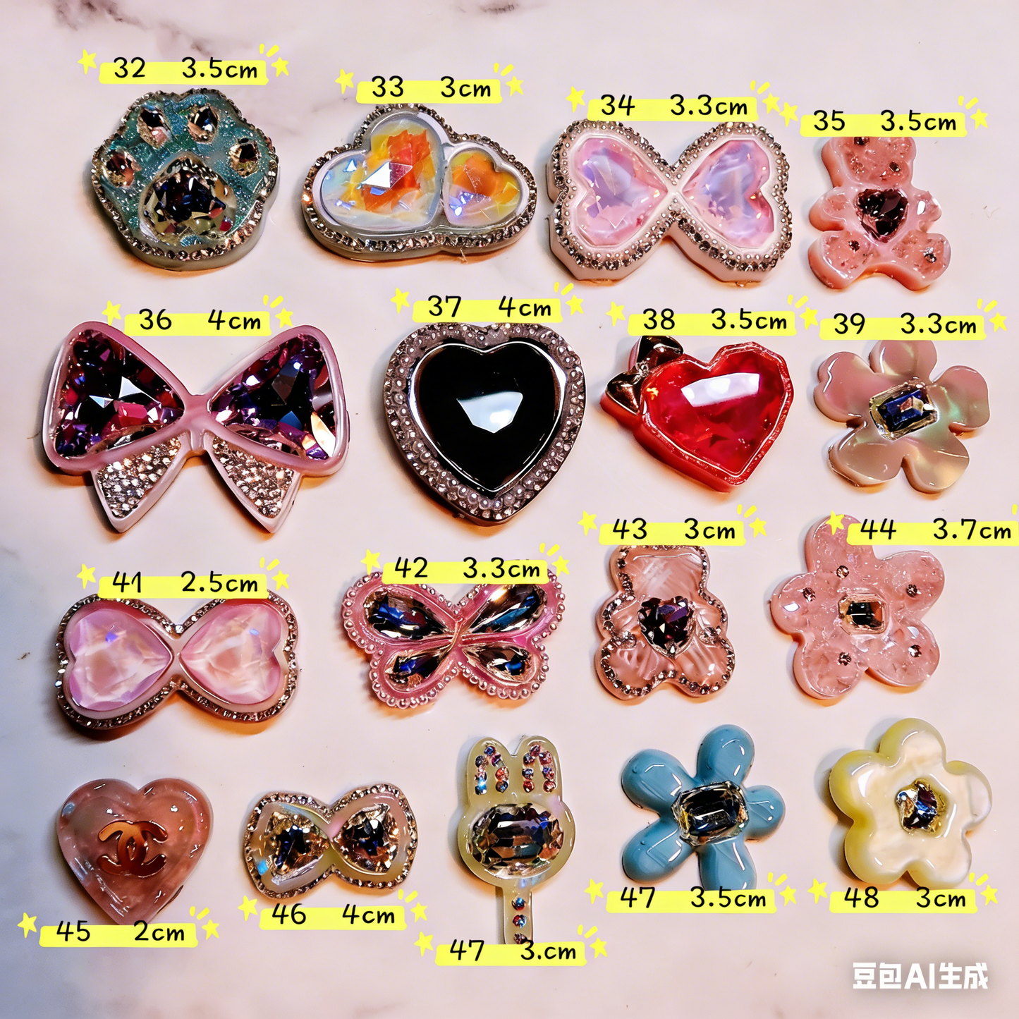 Handmade Crystal Diamond 17pcs Hairpin Ornament Resin Mold