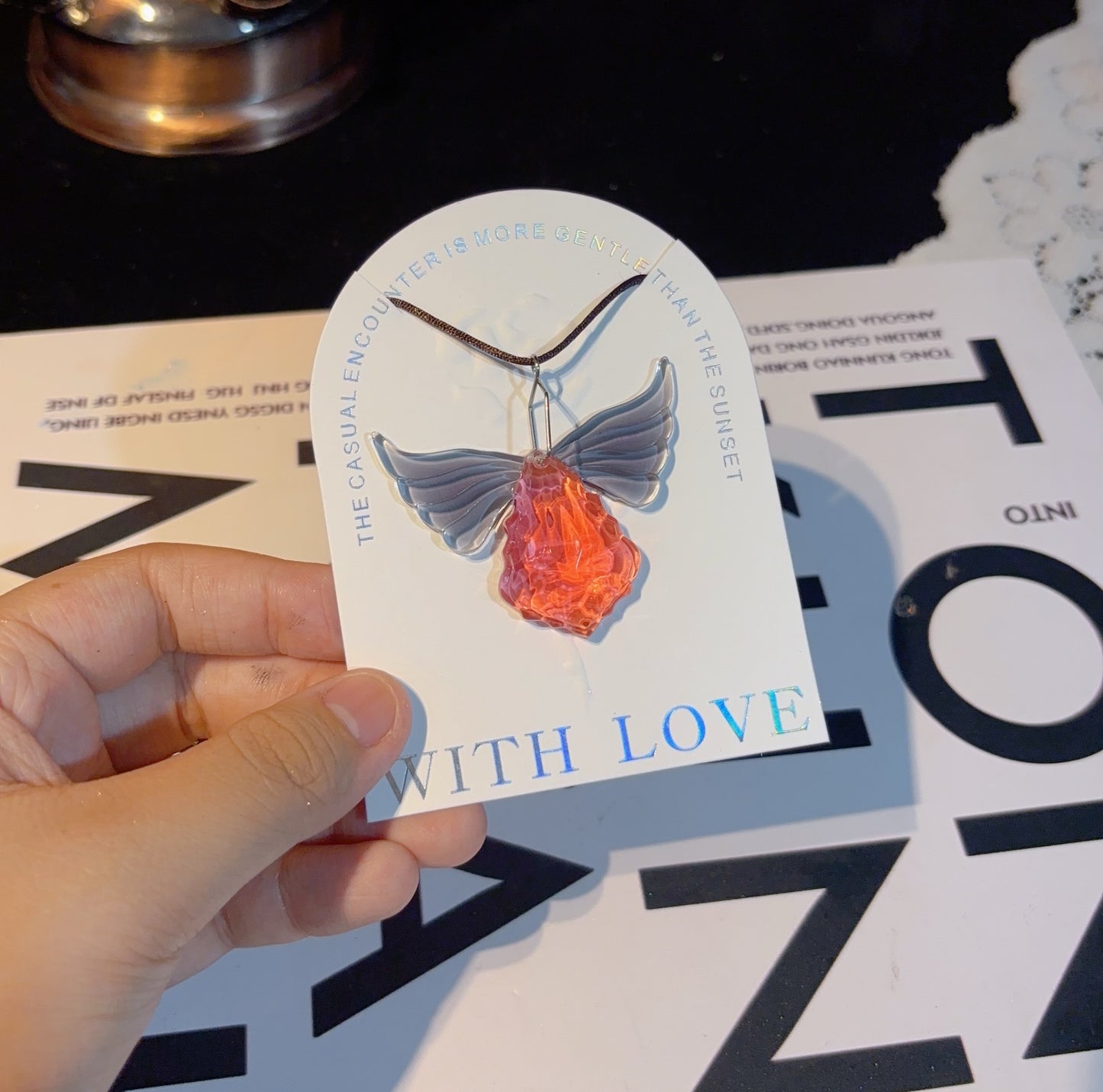 Handmade Winged Gemstone Jewelry Necklace Pendant with Holes Resin Mold