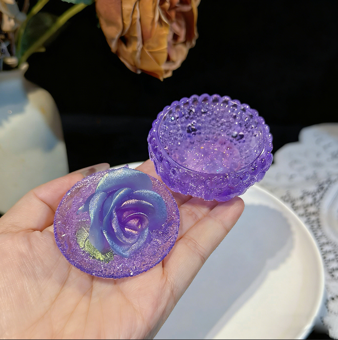 Handmade Diamond Rose Round Jar Storage Resin Mold