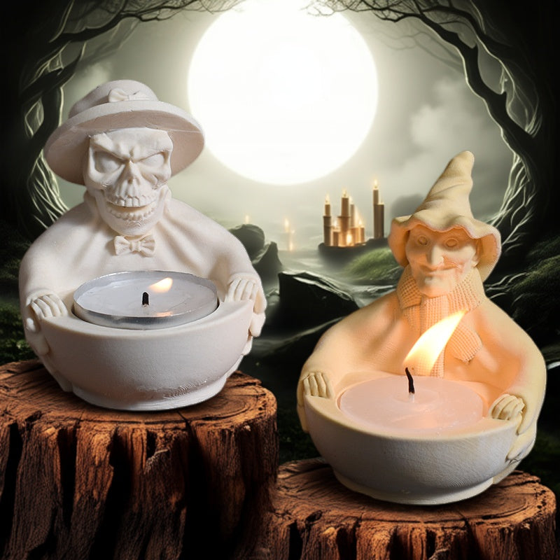 Witch Skull Candlestick Ornament Resin Mold