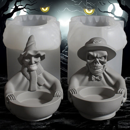 Witch Skull Candlestick Ornament Resin Mold