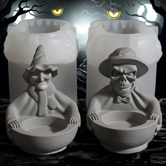 Witch Skull Candlestick Ornament Resin Mold