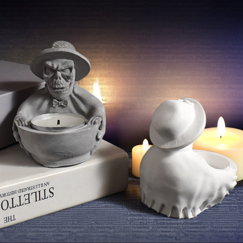Witch Skull Candlestick Ornament Resin Mold