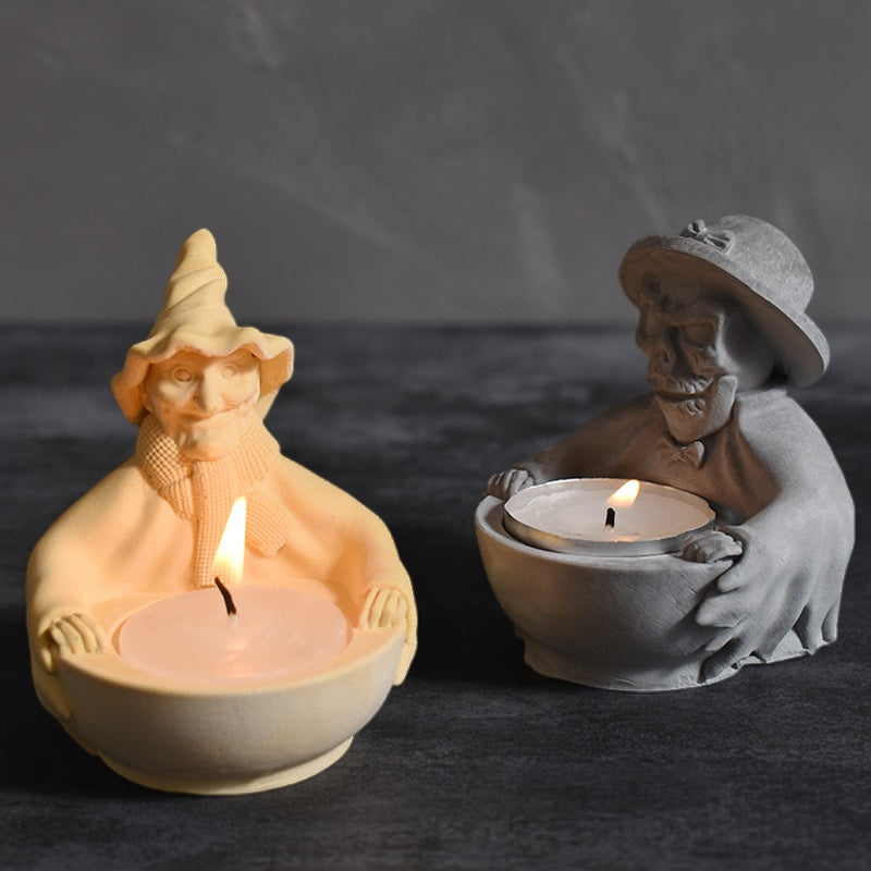 Witch Skull Candlestick Ornament Resin Mold