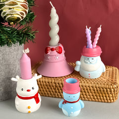 Christmas Snowman Bell Candlestick Ornament Resin Molds