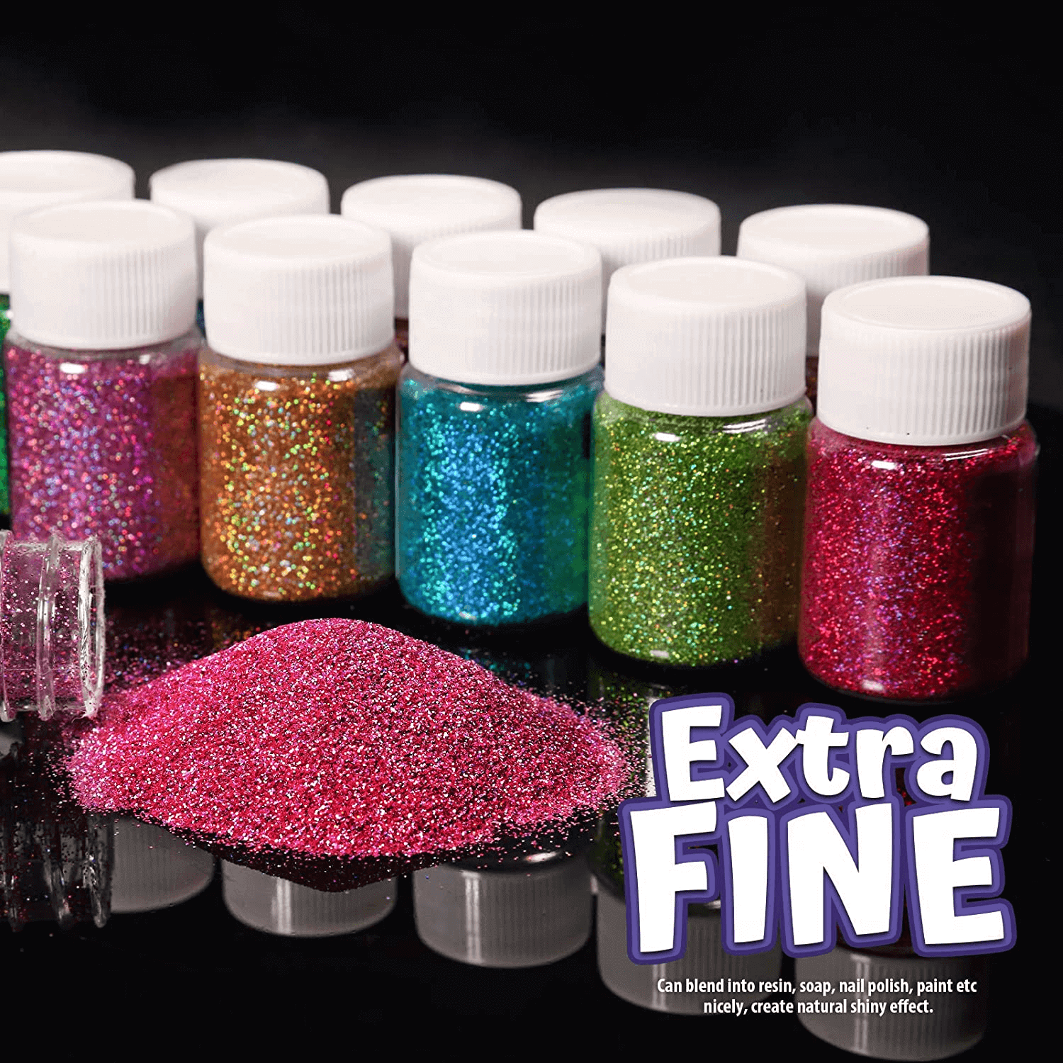 15 Colors Pigment Powder, Holographic Glitter Powder Each 0.35oz(US/UK ...