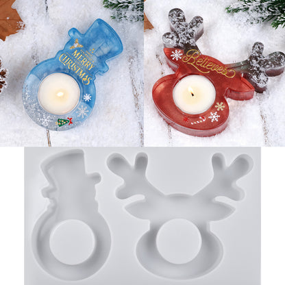 Christmas Deer, Mitten, Boot & Snowman Candle Holder Resin Mold