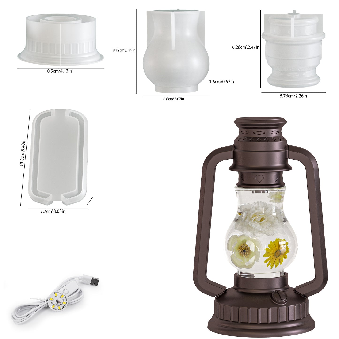 Kerosene Lamp Camping Lantern Ornament Set Resin Mold