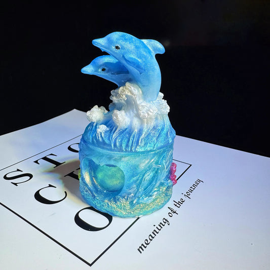Moldes de resina para cajas de almacenamiento con forma de delfín estilo océano, hechos a mano 