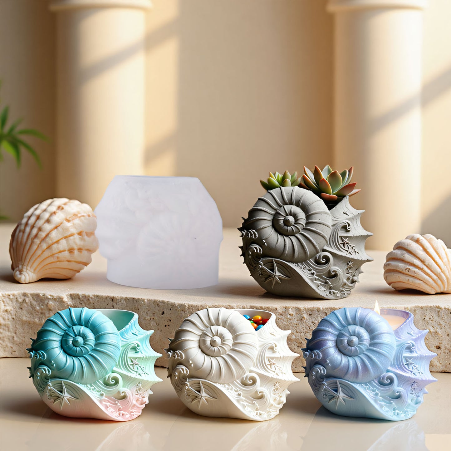 Conch Shell Storage Jar Resin Mold
