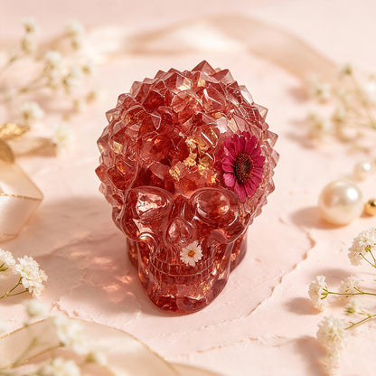 Crystal Cluster Diamond Skull Figurine Resin Mold