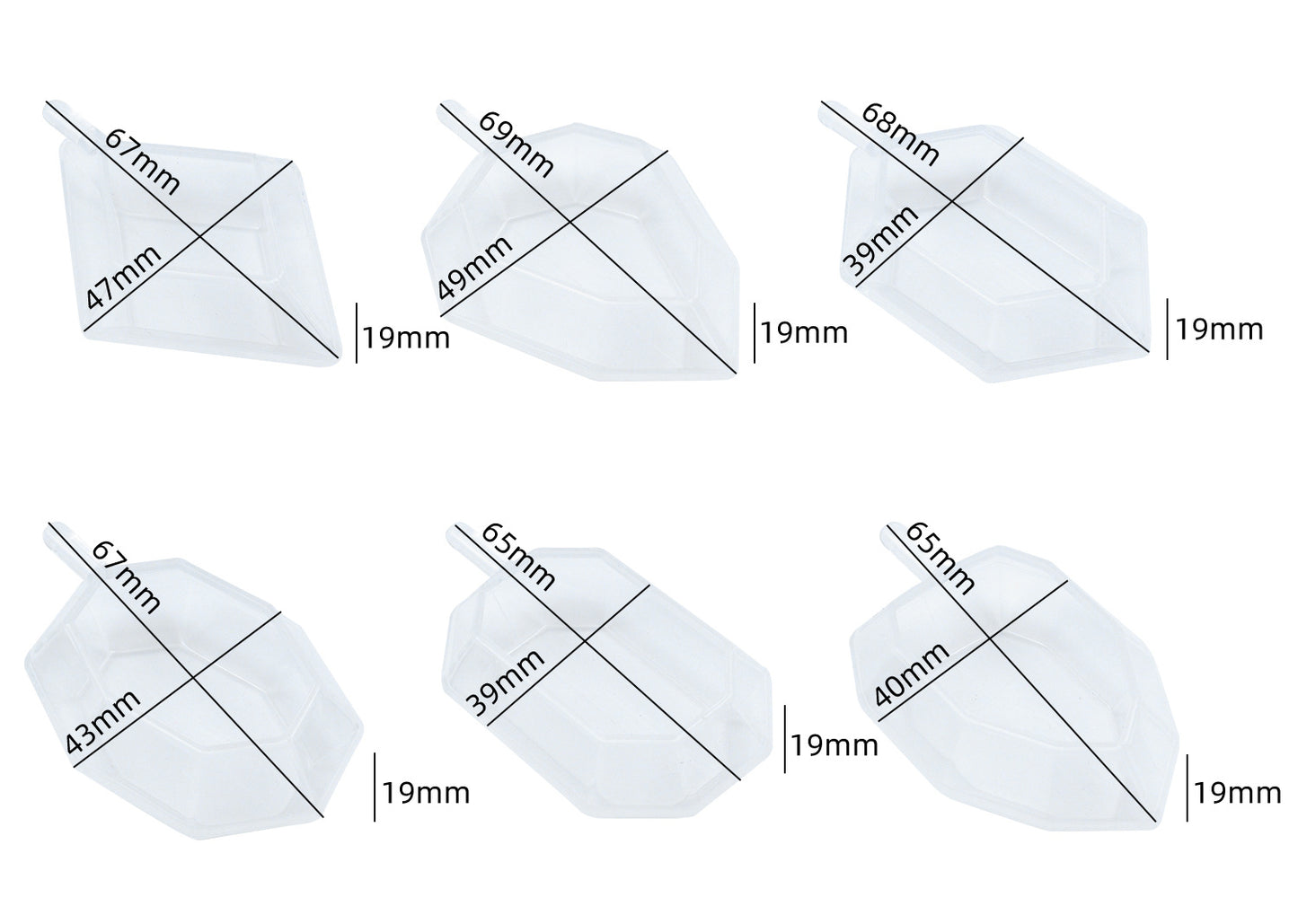 6pcs Crystal Jewelry Resin Molds