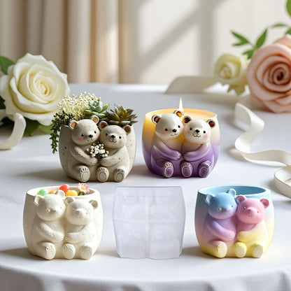 Hugging Bear Storage Jar Resin Mold