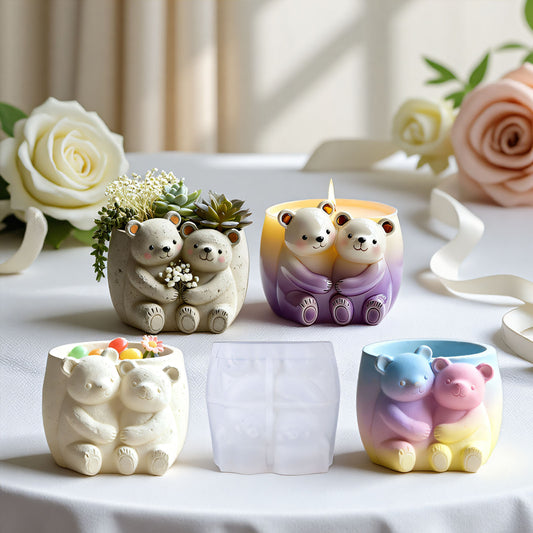 Hugging Bear Storage Jar Resin Mold