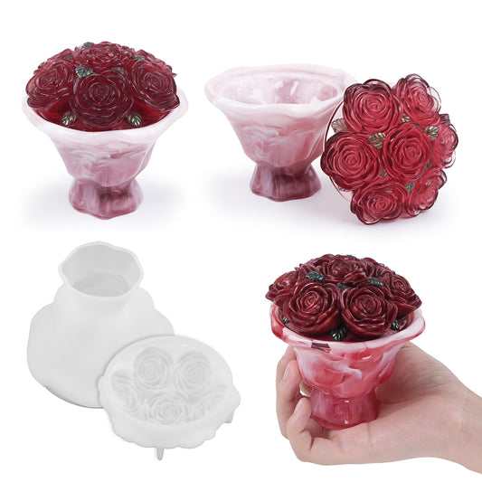 A Bouquet of Roses Storage Jar Resin Mold