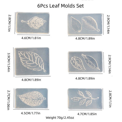 6pcs Leaf Vein Jewelry Accessories Resin Molds